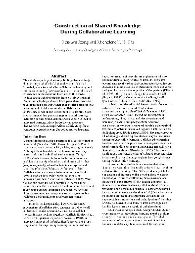 Construction of Shared Knowledge During Collabo