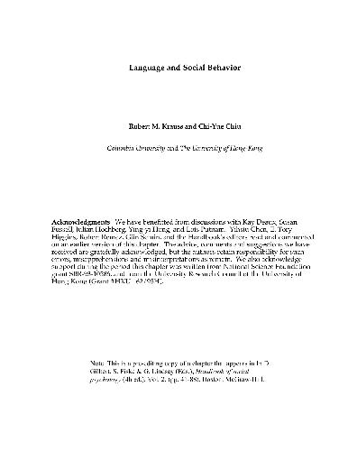 Language and social behaviour