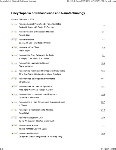 Encyclopedia of Nanoscience and Nanotechnology