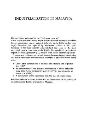 Industrialization in Malaysia: Import Substitution and Infant Industry Performance