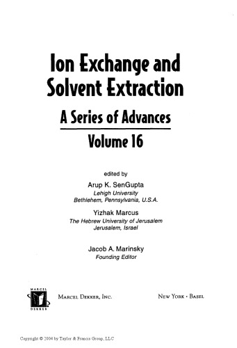 Ion Exchange and Solvent Extraction: A Series of Advances, Volume 19