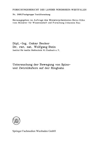 Untersuchung der Bewegung von Spinn- und Zwirnläufern auf der Ringbahn
