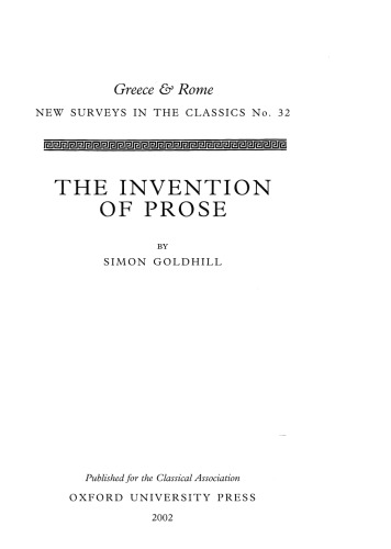 The Invention of Prose
