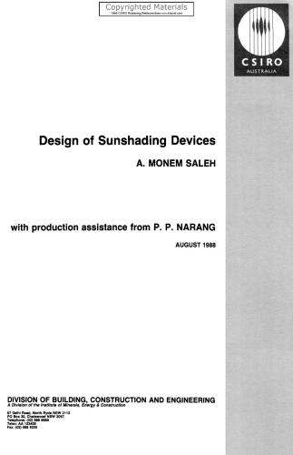Design of Sunshading Devices