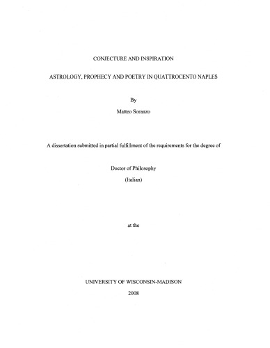 Conjecture and inspiration: Astrology, prophecy and poetry in Quattrocento Naples
