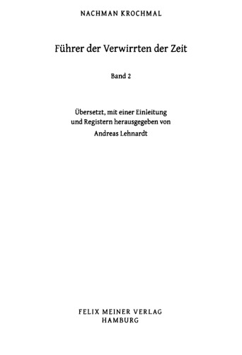 Führer der Verwirrten der Zeit. Band 2