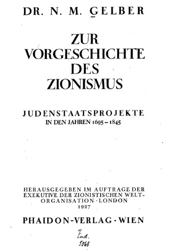 Zur Vorgeschichte des Zionismus