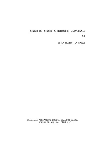 Studii de istorie a filosofiei universale, vol. 20
