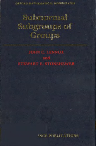 Subnormal Subgroups of Groups