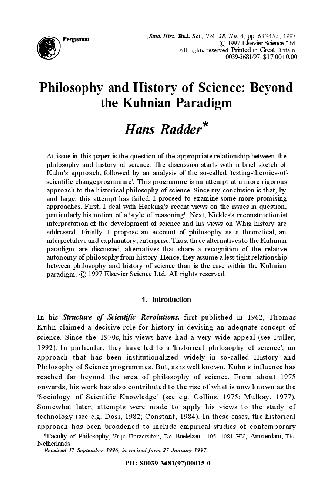 Philosophy and history of science: Beyond the Kuhnian paradigm
