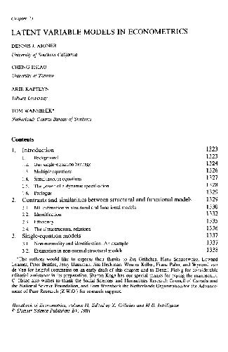 Handbook of Econometrics. Latent Variable Models in Econometrics