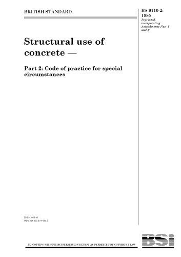 BS 8110-2 1985: Structural use of concrete - Part 2: Code of practice for special circumstances