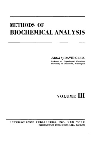 Methods of Biochemical Analysis Vol 3