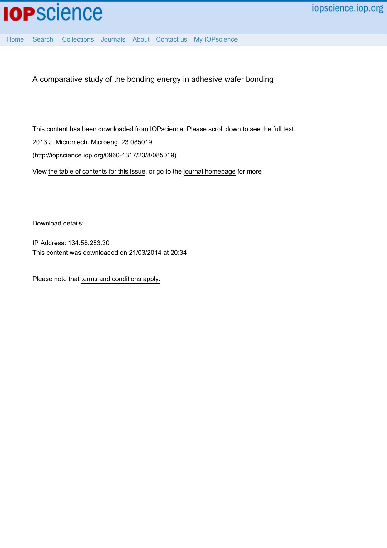 [Article] A comparative study of the bonding energy in adhesive wafer bonding