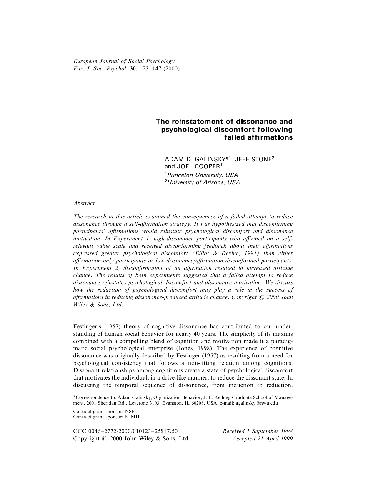 The Reinstatement of Dissonance