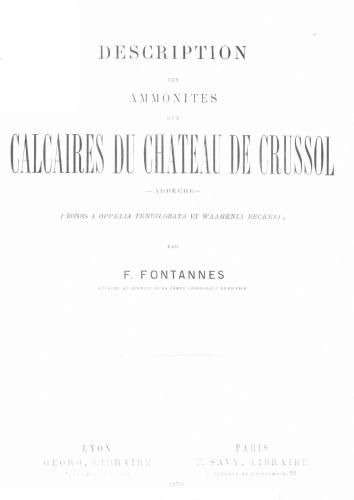 Description des Ammonites des Calcaires du Chateau de Crussol (Ardèche) (Zone à Oppelia tenuilobata et Waagenia beckeri)