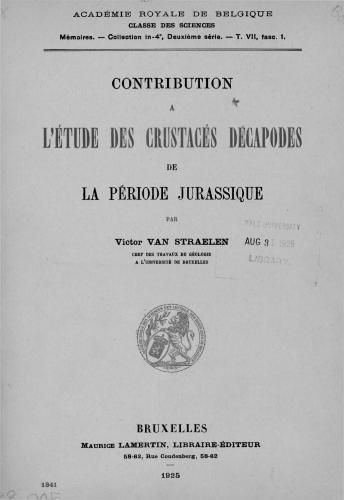 Contribution a l’étude des Crustacés décapodes de la période Jurassique