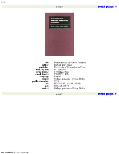 Fundamentals of private pensions