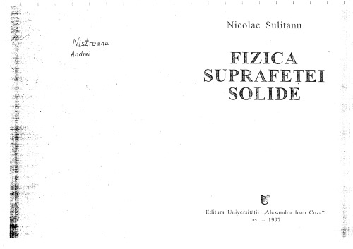 FIZICA SUPRAFETEI SOLIDE