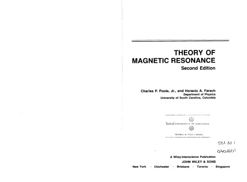 Theory of Magnetic Resonance