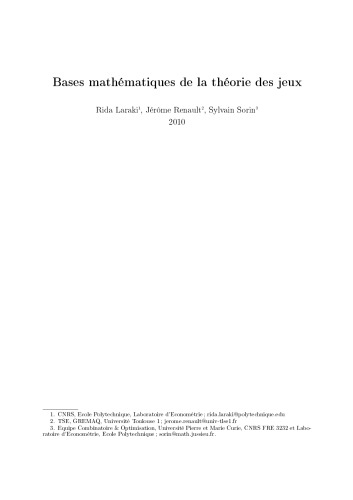Bases Mathématiques de la Théorie des Jeux
