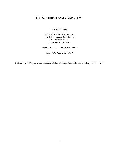 The Bargaining Model of Depression
