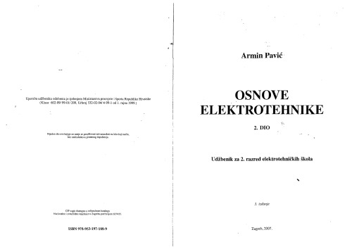 Osnove elektrotehnike 2. dio. Udžbenik za 2. razred elektrotehničkih škola