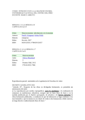 Lecturas de Introducción a la Macro