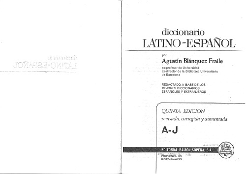 Diccionario Latino - Español - Tomo I de la A a la J