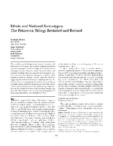 Ethnic and National Stereotypes