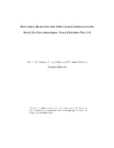 Nonverbal Behaviour and Communication
