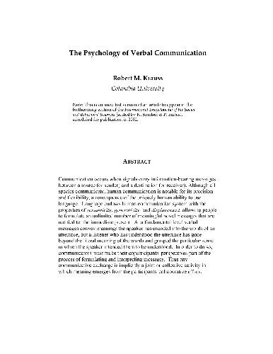The Psychology of Verbal Communication