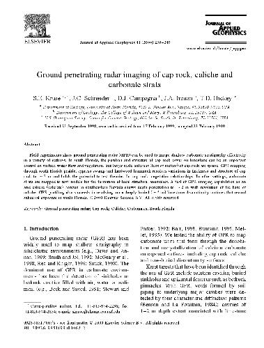Ground penetrating radar imaging of cap rock, caliche and carbonate strata