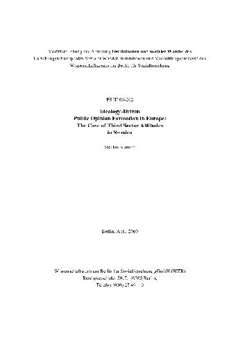 Ideology-Driven Public Opinion Formation in Europe: The Case of Third Sector Attitudes in Sweden