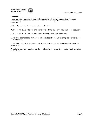MCQ 2007 American academy of Pediatrics