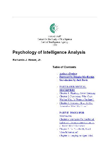 Psychology of Intelligence Analysis