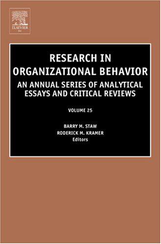 RESEARCH IN ORGANIZATIONAL BEHAVIOR
