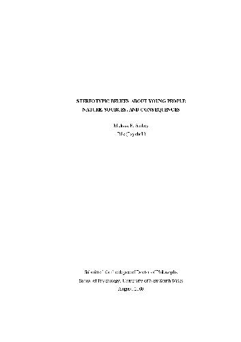 Stereotypic Beliefs about Young People