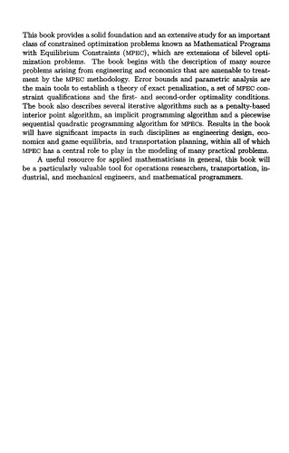 Mathematical Programs with Equilibrium Constraints