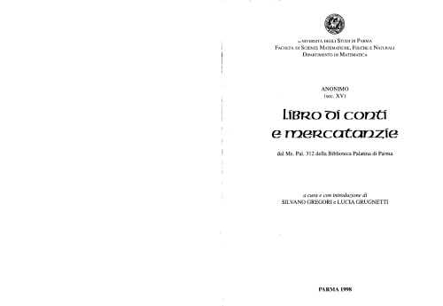 Anonimo (sec. XV), Libro di conti e mercatanzie