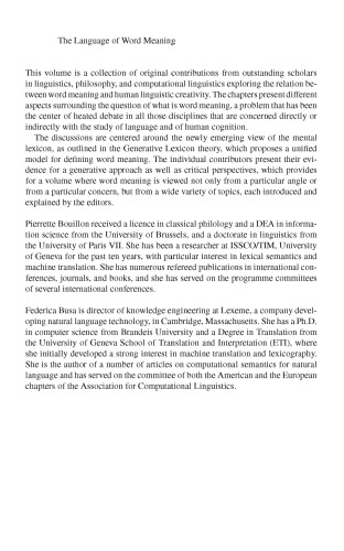 The Language of Word Meaning