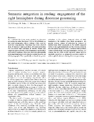 St. George Semantic Integration in Reading, Right Hemisphere