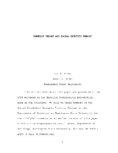 Identity Theory and Social Identity Theory