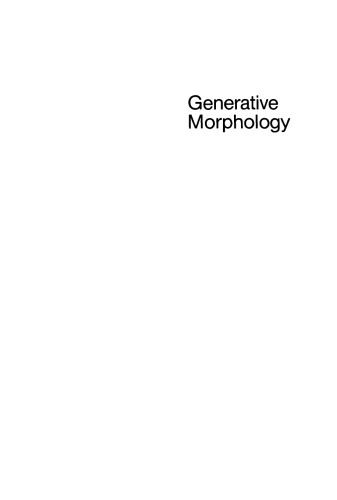 Generative Morphology