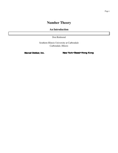 Number theory: an introduction