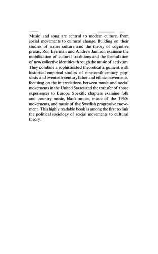 Music and Social Movements: Mobilizing Traditions in the Twentieth Century