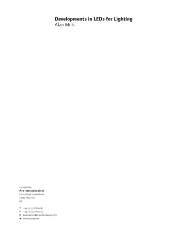 Developments in LEDs for Lighting
