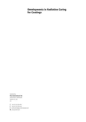 Developments in Radiation Curings for Coatings