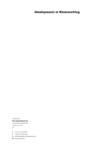 Developments in Watermarking