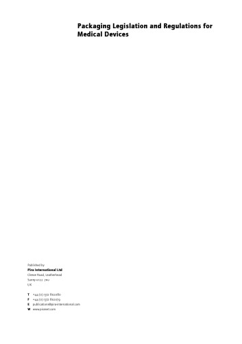 Packaging Legislation & Regulation for Medical Devices